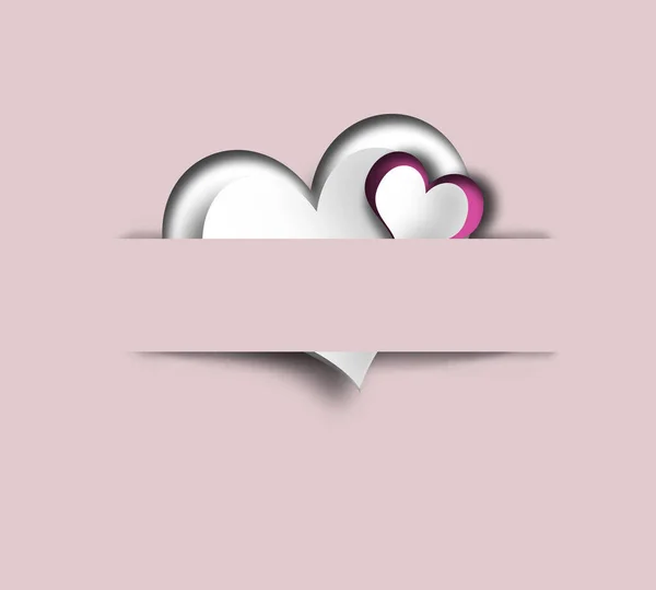 优雅的爱着情人节卡片 粉红的心在纸片上贴着淡淡的粉红底色 漂亮优雅的情人节设计 3D渲染 — 图库照片
