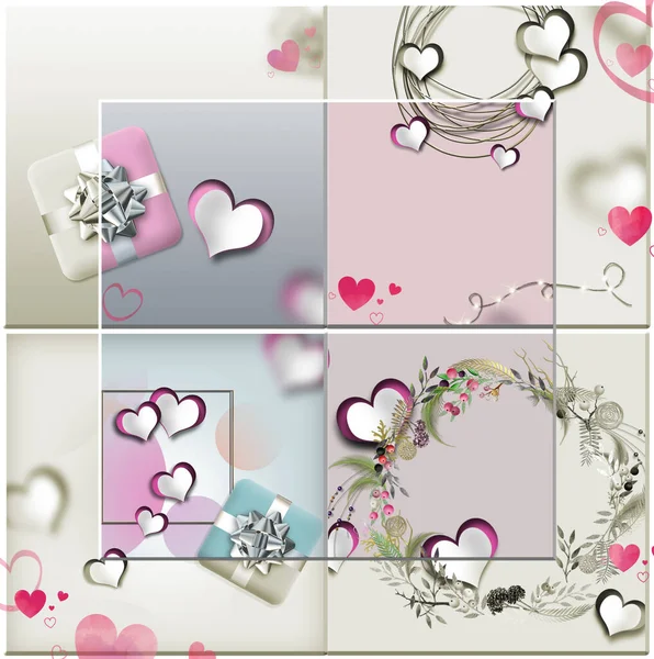 Elegante romantische liefde collage voor Valentijnsdag — Stockfoto