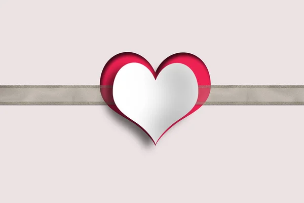 Kärlekskort med hjärta och band — Stockfoto