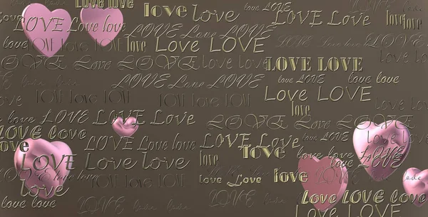Gold Text LOVE auf pastellbraunem Hintergrund — Stockfoto