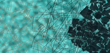 Siyah turkuaz mavisi, fütüristik soyut arka plan. Geometrik modern soyut üçgen çizgiler. Güzel moda yaratıcı soyut tasarım şablonu. Doğa deniz ekolojisi konsepti. 3 Boyutlu Hazırlama