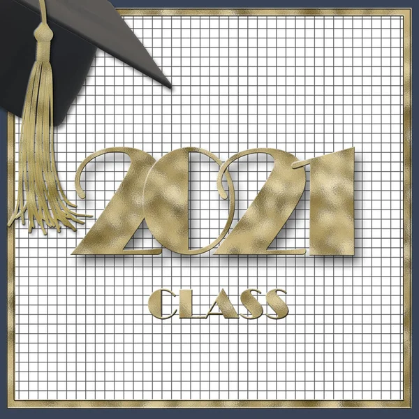 2021 Class Graduation Graduation 2021 Cap Class 2021 Year Education — Stock Photo, Image