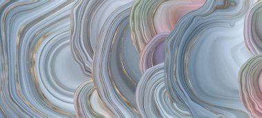 Taş dokusunu altınla kaplayın. Altın damarlı mavi gri sıvı mermer etkisi. Pastel renklerde Horisontal soyut Akik Arkaplan. Görüntü