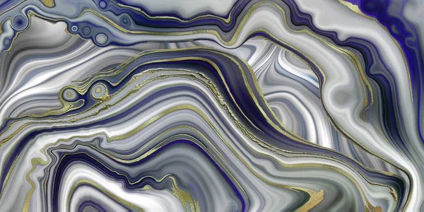 Achátová Mramorová Abstraktní Textura Pastelově Modrá Zlatými Žilkami Moderní Barevný — Stock fotografie