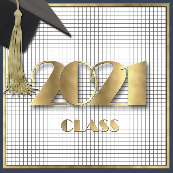 2021 Class Graduation 2021 Cap Tassel Class 2021 Year Squared — Stock Photo, Image