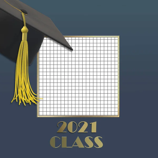 Graduation 2021 Graduation 2021 Cap Tassel Gold Text 2021 Class — Stock Photo, Image