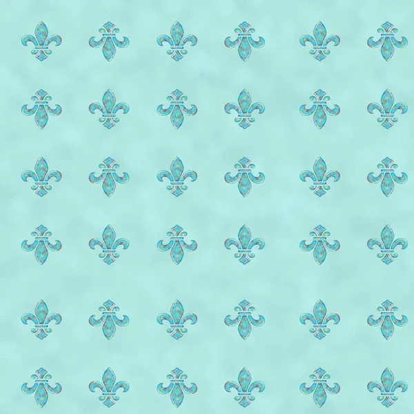 Royal Lily Fleur Lis Seamless Pattern Turquoise Blue Seamless Background — Stock Photo, Image