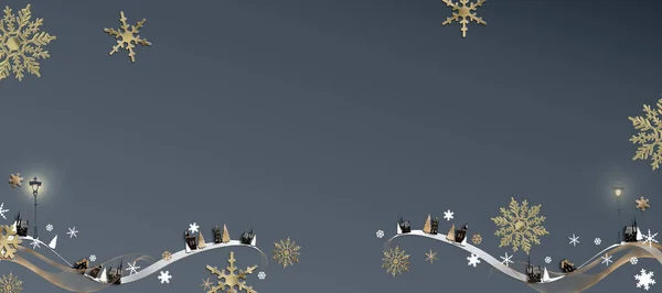 Inverno Fiaba Confine Paesaggio Urbano Bellissimo Modello Natale 2022 Capodanno — Foto Stock
