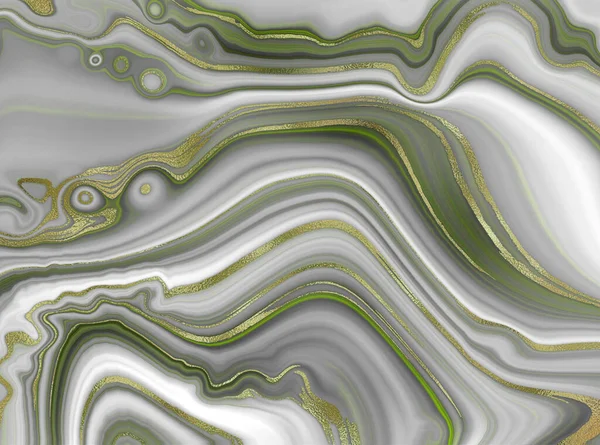 Achátový Mramorový Efekt Abstraktní Pozadí Zlaté Pruhy Textury Pastelově Zelená — Stock fotografie