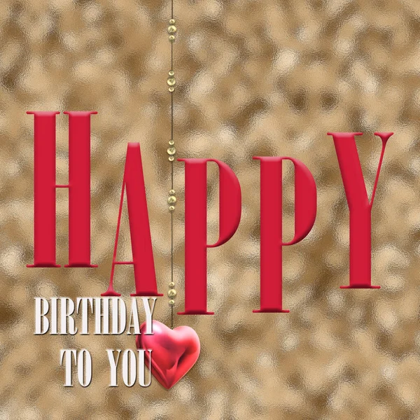 Happy Birthday Card Gold Background Text Happy Birthday You Hanging — Stock Photo, Image