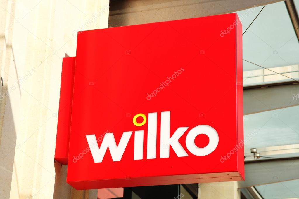 Cardiff, Wales, UK , September 14, 2016 : Wilko logo advertising sign outside its retail store in Queen Street