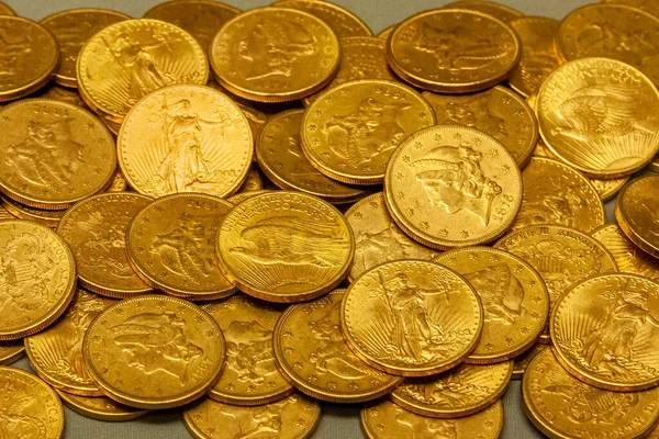 Amerikanischer Goldmünzenschatz Des Seltenen Doppeladlers Dollar Goldmünzprägung Die Späten Jahrhundert — Stockfoto