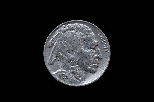 Usa Fem Cent Buffalo Indian Head Nickel Mynt Från 1935 — Stockfoto