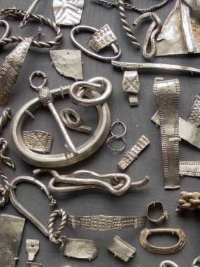 Part of the Cuerdale silver hoard buried about 905AD in Lancashire England UK being the largest Viking treasure hoard ever found in Western Europe, stock photo image clipart