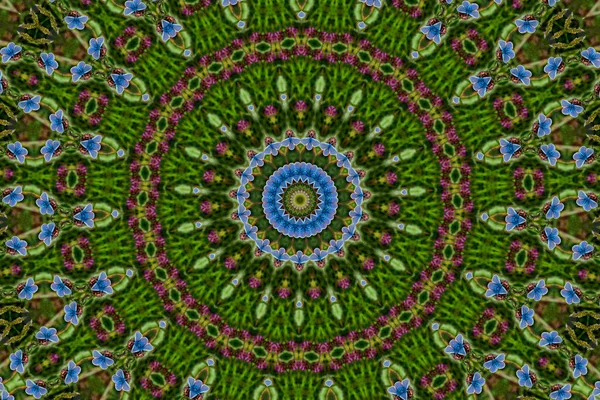 Kaleidoscope Green Abstract Pattern Background Blue Butterflies Stock Photo Image — Stock Photo, Image