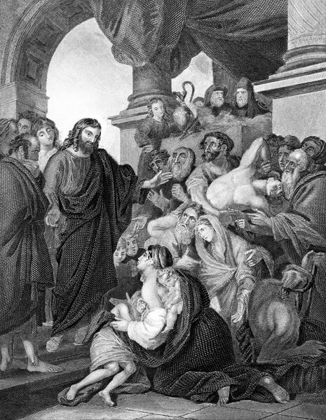 Христос исцеляет больных в храме
