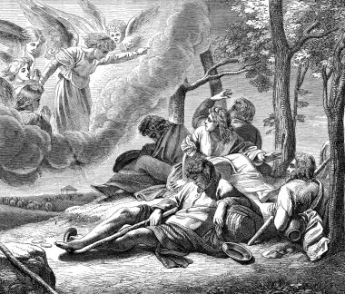 Annunciation to the shepherds of the birth of Jesus Christ