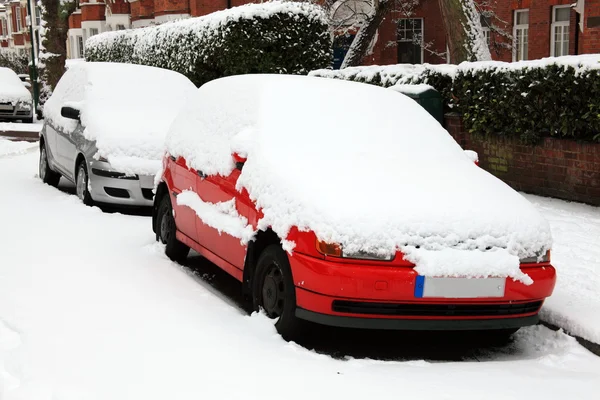 Snö täckta bilar — Stockfoto