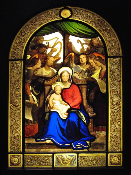 Madonna And Child, Stained Glass — Stock Photo, Image