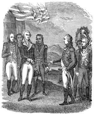 Surrender of Cornwallis during the USA American Revolutionary War clipart