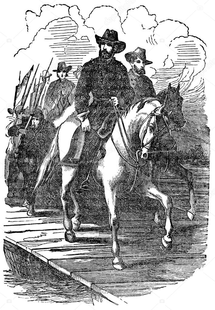 An Engraved Vintage Illustration Image Of A General Ulysses Grant Marching On Richmond During The American Civil War From Victorian Book Dated 1880 That An Engraved Vintage Illustration Image Of A General Ulysses Grant Marching On Richmond During The American Civil War From Victorian Book Dated 1880 That