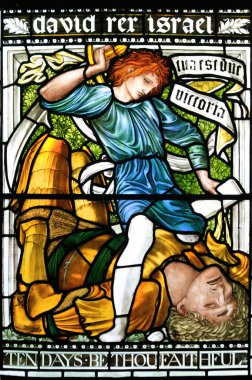 David ve Goliath cam Christchurch Cathedral Oxford Üniversitesi lekeli