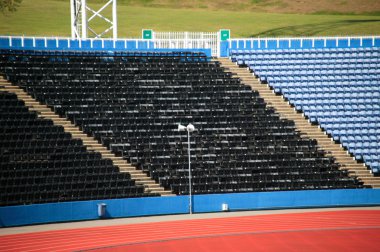 Empty stands at a sports stadium