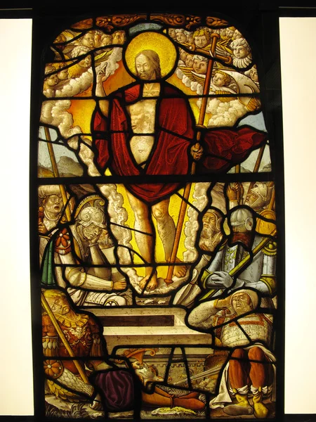 Zmartwychwstanie, barwione szkło okno — Zdjęcie stockowe