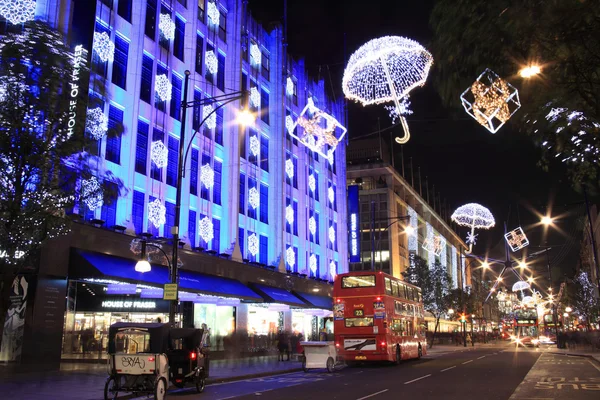 Christmas Lights at House Of Fraser Oxford Street at night — Stock fotografie