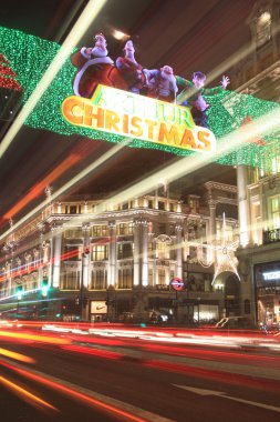 Christmas lights at Oxford Circus at night