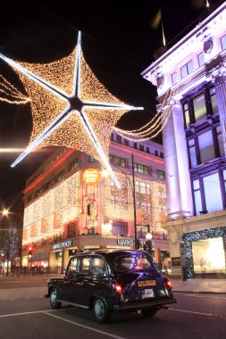 Christmas lights at night in Oxford Street