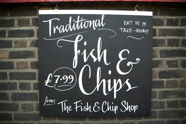 Značka Ryby a hranolky — Stock fotografie