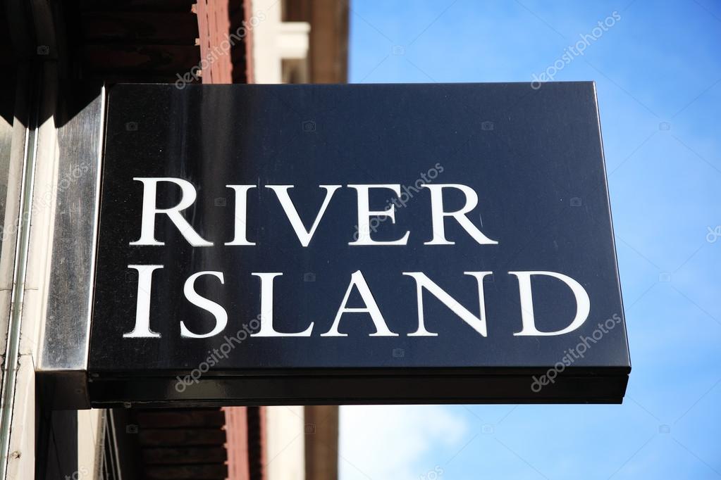 London, United Kingdom, April 11, 2012 : River Island clothing store logo advertising sign at their  Marble Arch retail outlet in Oxford Street