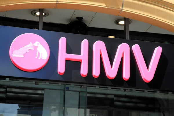 Signo publicitario del logotipo de HMV Nipper — Foto de Stock