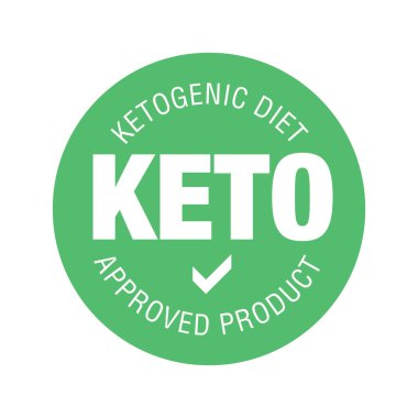 Ketogenik diyet işareti. yuvarlak izole düğme. Beyaz arkaplanda Keto onaylı rozet, vektör illüstrasyonu