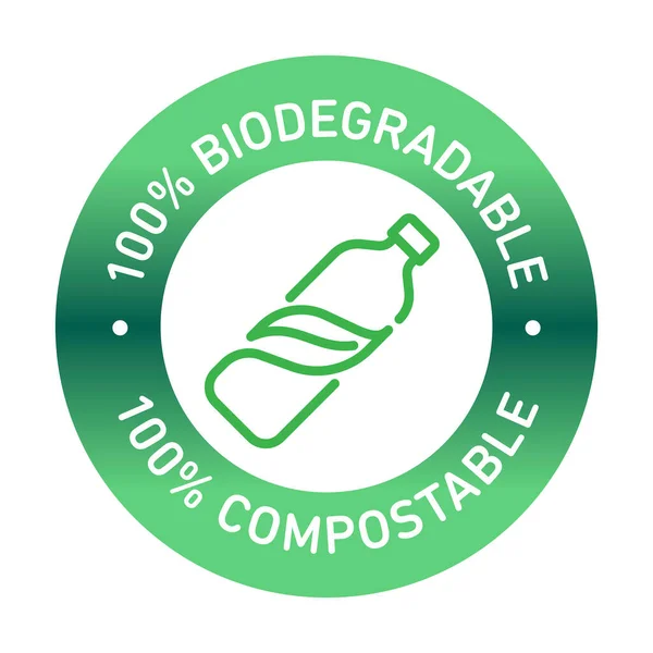 100 Bioplástico Biodegradável Ícone Linha Vetorial Compostável — Vetor de Stock