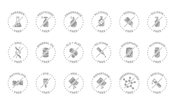 Additif Alcool Aluminium Artificiel Aspartame Badge Certifié — Image vectorielle