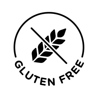 Yemek paketleme etiketi için izole edilmiş glütensiz ikon rozet damgası. Alerjim yok..