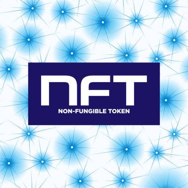 NFT karşılanamaz simge logosu başlık başlığı çizimi. Dijital Sanat Konsepti.