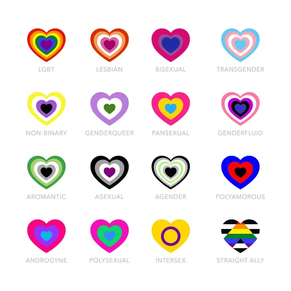 Set Banderas Vectoriales Lgbtq Orgullo Símbolos Lgbt — Vector de stock