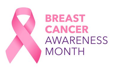 Göğüs Kanseri Farkındalığı Ay Pembe Arkaplan Vektör Logoti Çizimi