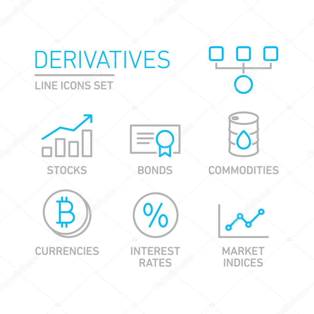Derivatives vector infographic icon set. Trendy modern flat linear vector derivatives icon on white background from thin line, derivatives collection, outline vector illustration