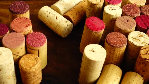 Wine Corks Wooden Board — Stock Video