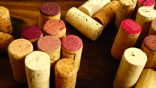 Wine Corks Wooden Board — Stock Video