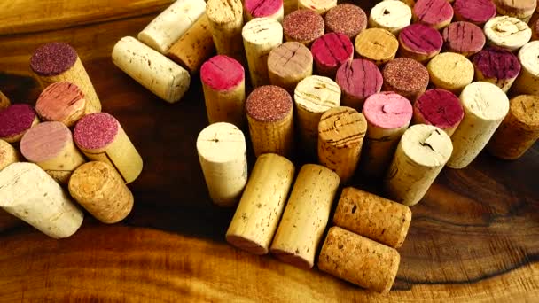 Wine Corks Wooden Board — Stock Video