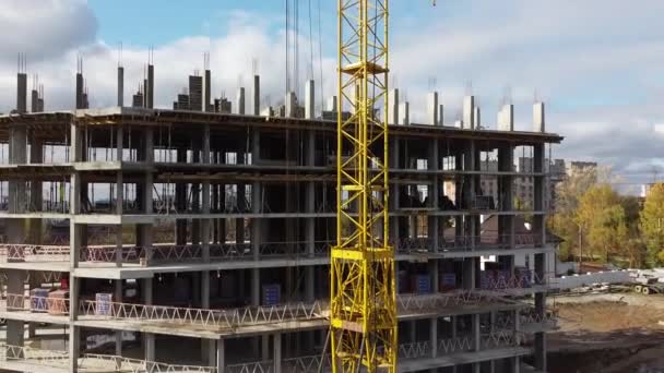 Torre Grúa Planta Construcción Construcción Edificios — Vídeos de Stock
