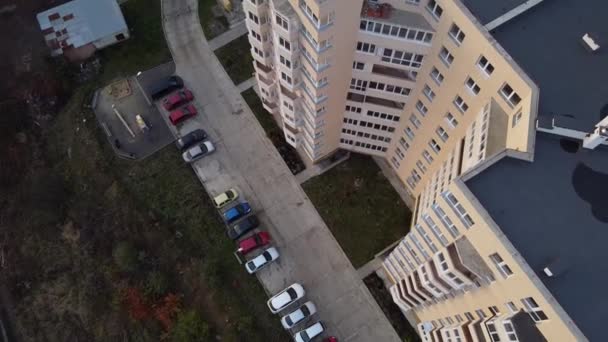 Vue Aérienne Drone Survolant Les Bâtiments Toit Architecture — Video