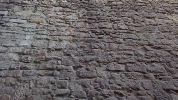Древняя Каменная Средневековая Стена Элемент Древней Архитектуры — стоковое видео