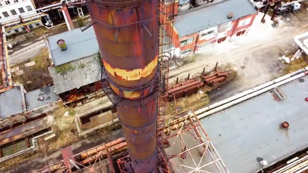 Vista Aérea Dron Volando Sobre Una Planta Industrial Tubos Vegetales — Vídeo de stock