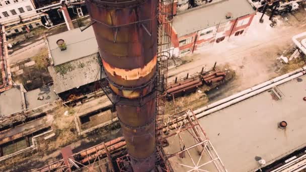 Aerial View Drone Flying Industrial Plant Plant Pipes — Stock Video